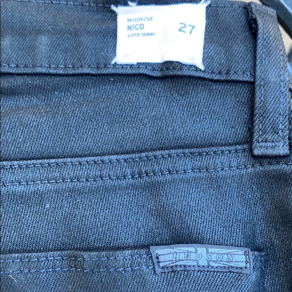 Hudson Nico Super Skinny Midrise Blk Wax Jeans 27 - Picture 8 of 10